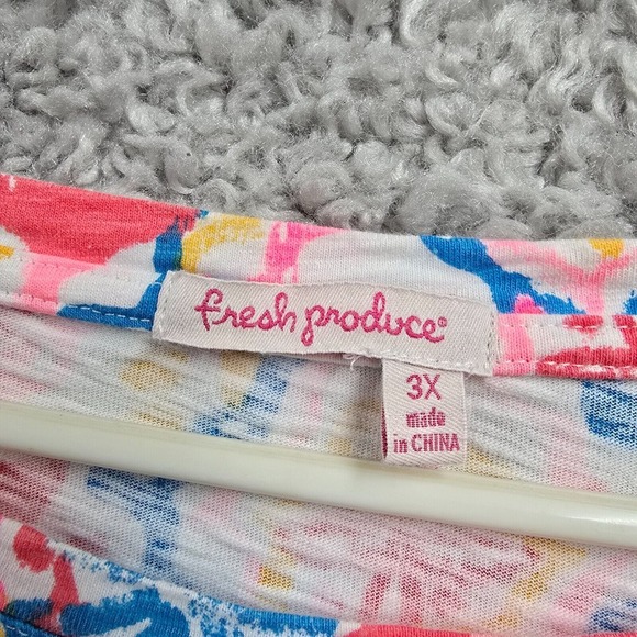 Fresh Produce Shirt Womens 3X Tunic Long Sleeve Colorful Cotton Geometric Artsy - Picture 4 of 12